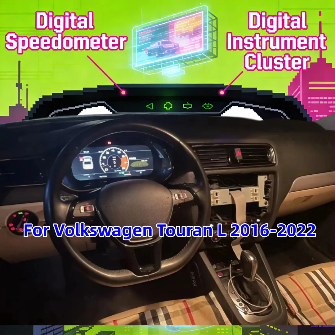 

Odometer LCD Digital Cluster For Volkswagen Touran L 2016-2022 Dashboard Virtual Cockpit Instrument Auto Speed Meter Screen HD