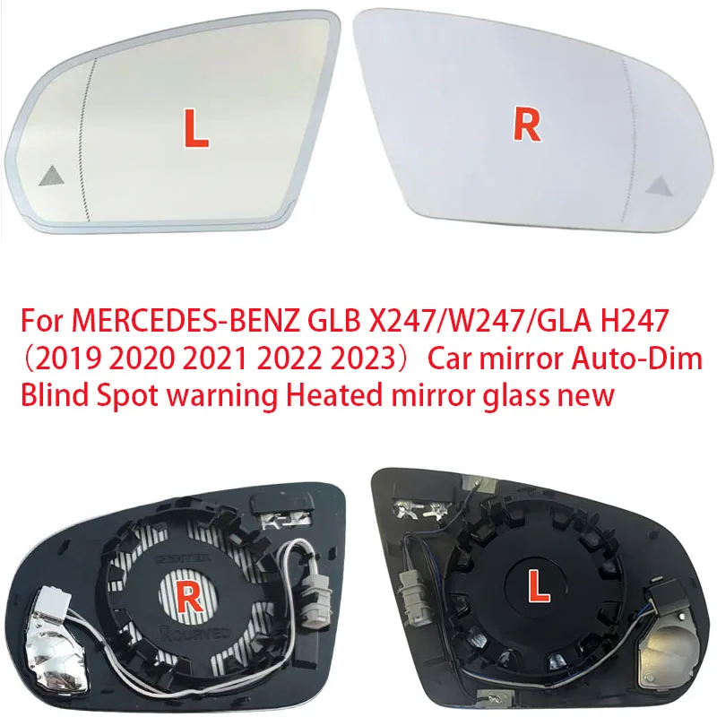 For MERCEDES-BENZ GLB X247/W247/GLA H247（2019 2020 2021 2022 2023）Car Mirror Auto-Dim Blind Spot Warning Heated Mirror Glass New
