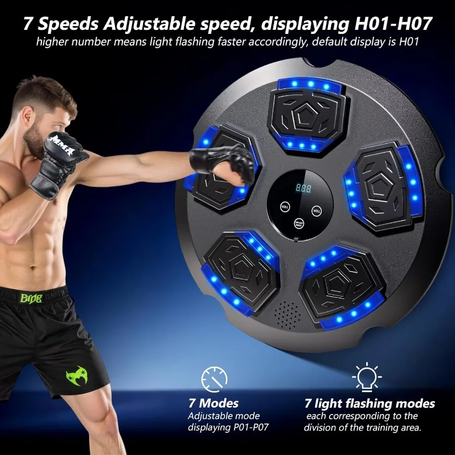 Interactive Music Boxing Machine Workout Equipment with Integrated Boxing Gloves Bluetooth Smart Punching Arcade Machine for Ho