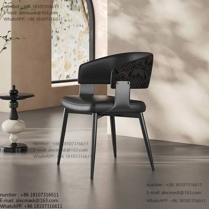 

Italian Minimalist Dining Black Modern Designer Backrest Hotel Home Island