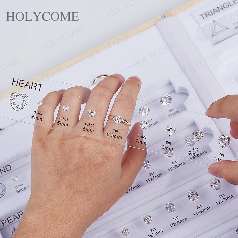 Custom Comparison Chart Kit Set Reference Various Fancy Shapes Gemstone 5A Cubic Zirconia Diamond Carat Sizes for Jewelry Store