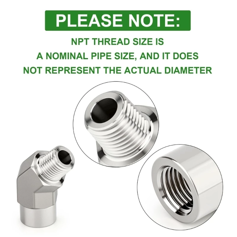 02DC Stainless Elbow Fitting 45 Degree 1/8 Male to Female Adapter, Two Piece Set for Plumbing Direction Changes, Repair Use, and