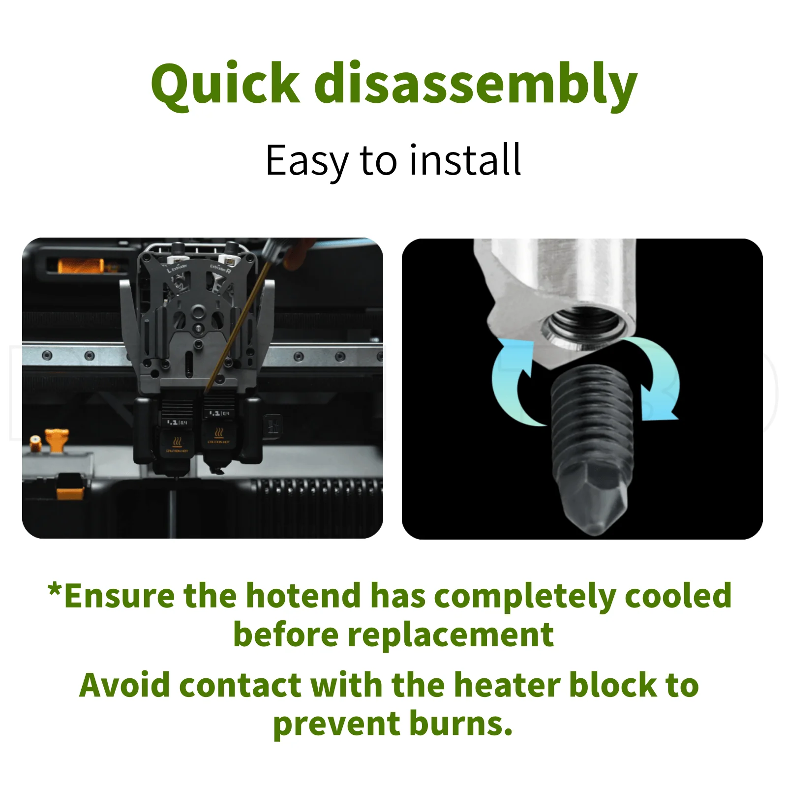 Upgrade Hotend Kit for Bambu Lab H2D with 0.4mm Hardened Steel Nozzle Silicone Cover Hotend For Bambu lab H2D 3D printer parts