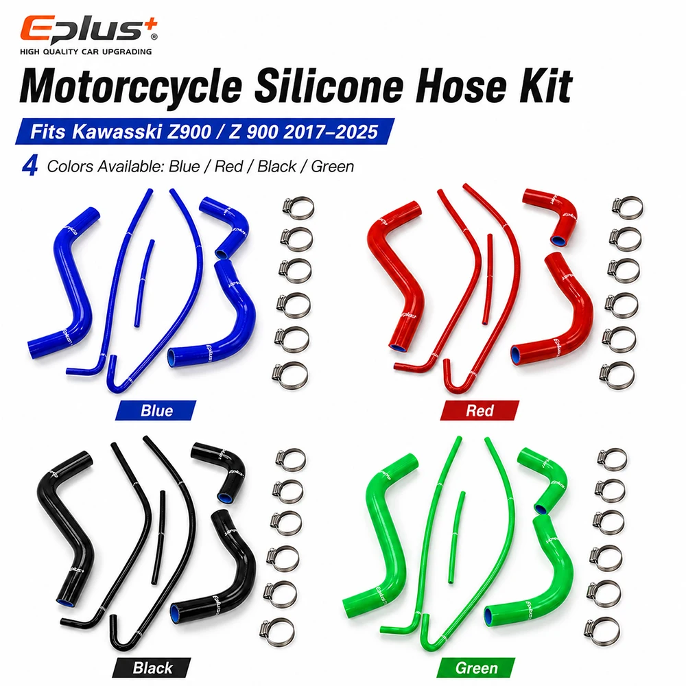 EPLUS 4-Ply Silicone Radiator Coolant Hose Kit for Kawasaki Z900 Z 900 2017-2025 Motorcycle 4 Colors Available