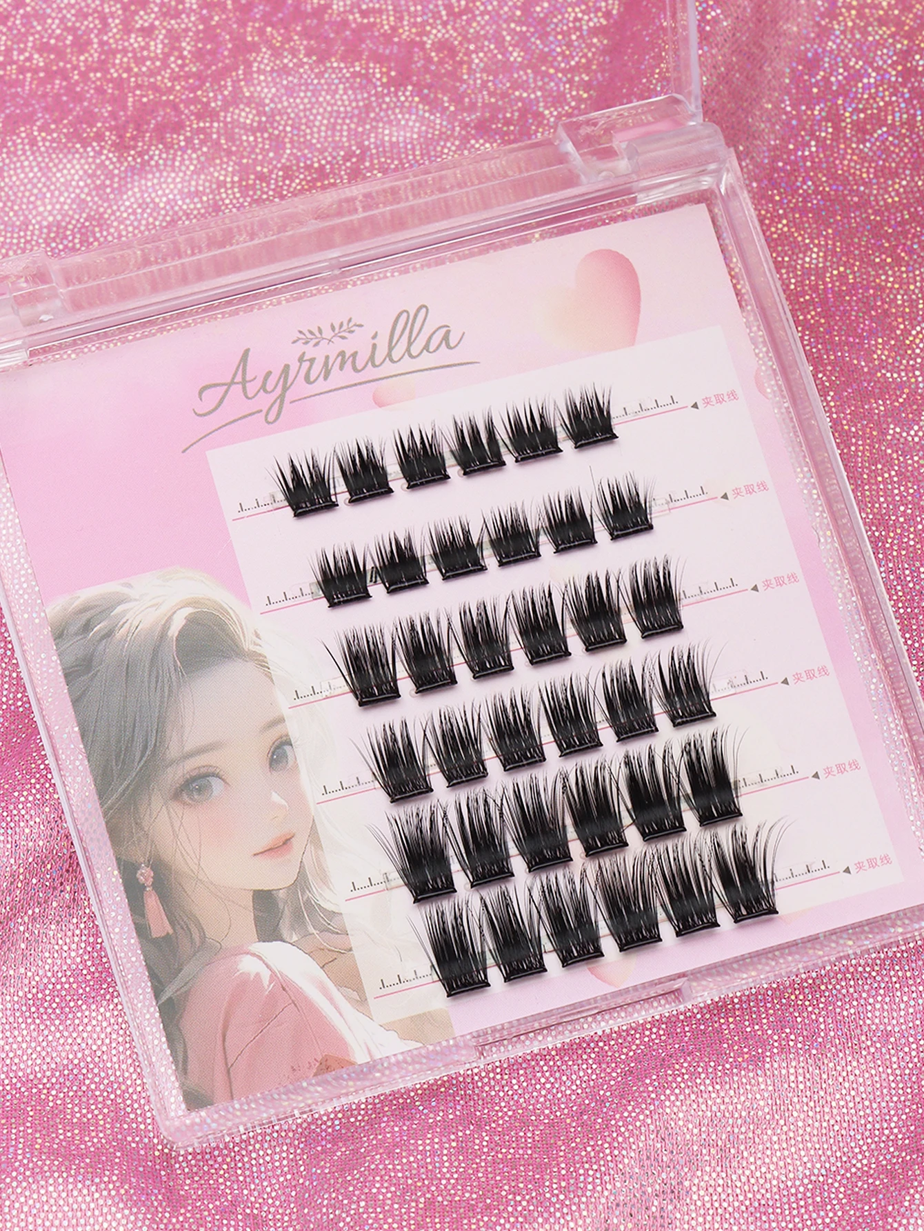 36clusters 10-15mm mix long tail design, falling tail manga eyelashes, fake eyelashes, thick roll fishing style party, daily cosplay, wholesale fashion items for wearing