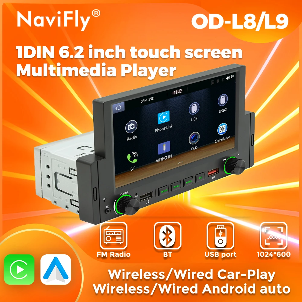 

NaviFly Car Radio 1 Din MP5 CarPlay Android Auto Car Multimedia Player For Volkswagen Nissan Toyota Honda Hyundai KIA Ford