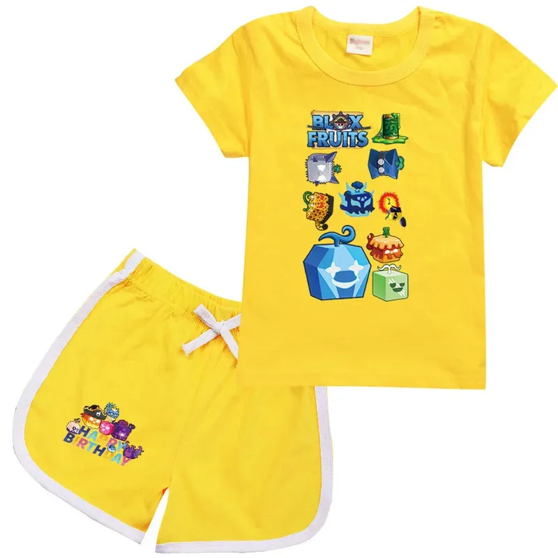 صيف جديد Bloxing الفواكه طفل منامة 2 قطعة الأطفال دعوى تي شيرت مجموعة تي شيرتات قصيرة للأطفال ملابس الأولاد طفل B-blox الفواكه ملابس رياضية مجموعات #3
