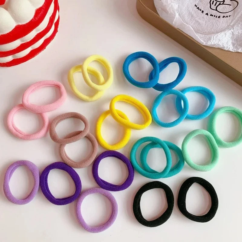 50PCS/set Girls Solid Color Seamless Rubber Band Candy Color High Elasticity Hairtie Elastic Hair Bands Girl Hair Accessories