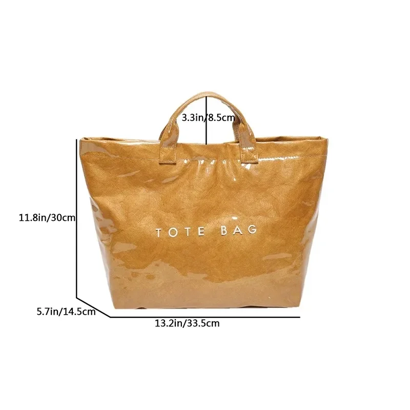 Large Size Tote Bag PU Leather Solid Color Bags for Women Trend 2024 New Fashion Aesthetic Designer Luxury Brand Top-Handle Bags