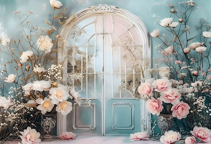 Mehofond Spring Dreamy Garden Backdrop for Photography Princess Birthday Portrait Arch Door Flower Decor Photo Background Props