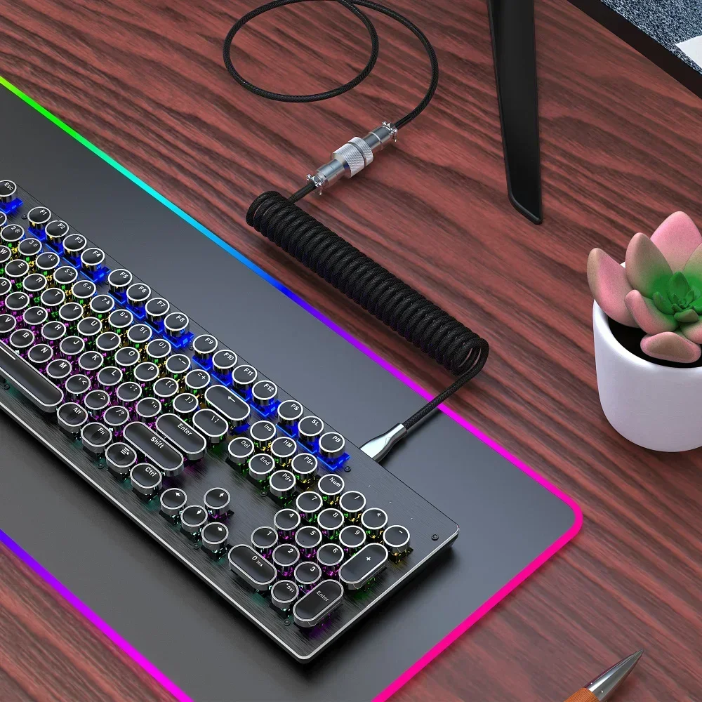 Aviator Coiled Mechanical Keyboard Cable Type C to USB Connector Custom Gaming Keyboard Aviation Accessory Wire