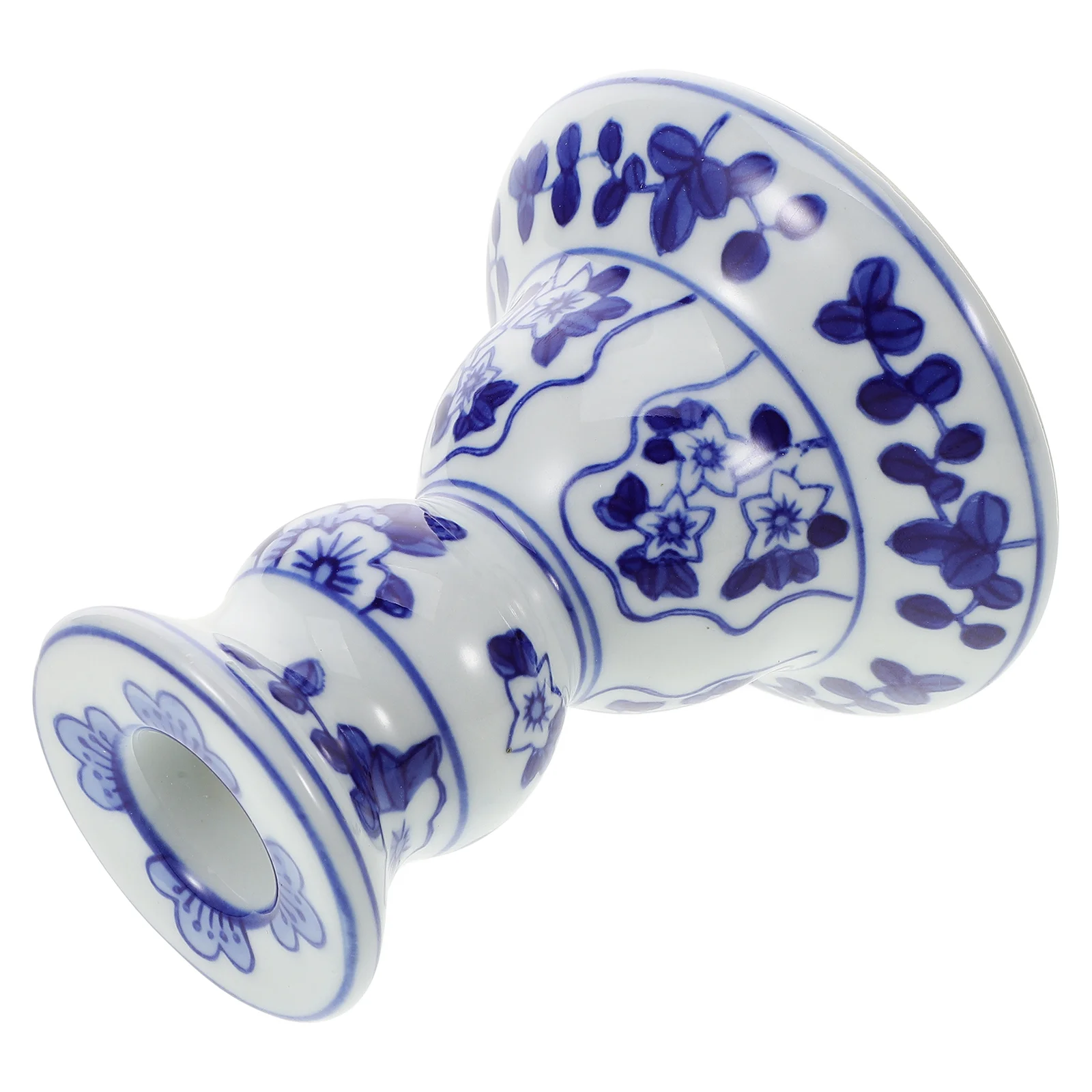 

Blue and White Porcelain Holder Ceramic Ornament Candlestick for Dining Table Tabletop Candelabras Pillar Decor