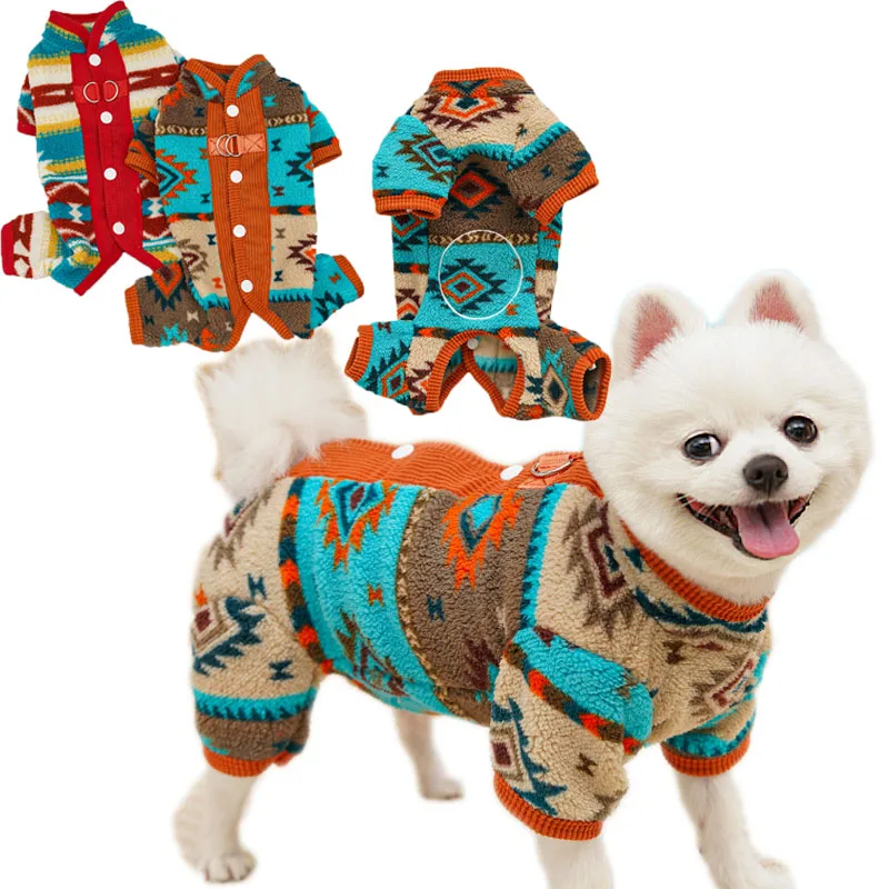 

Fleece Jumpsuit Pajamas Winter Wrapped Belly Clothing Pet Clothes For Small Dogs Chihuahua Poodle Puppy Overalls Costume Suit XS