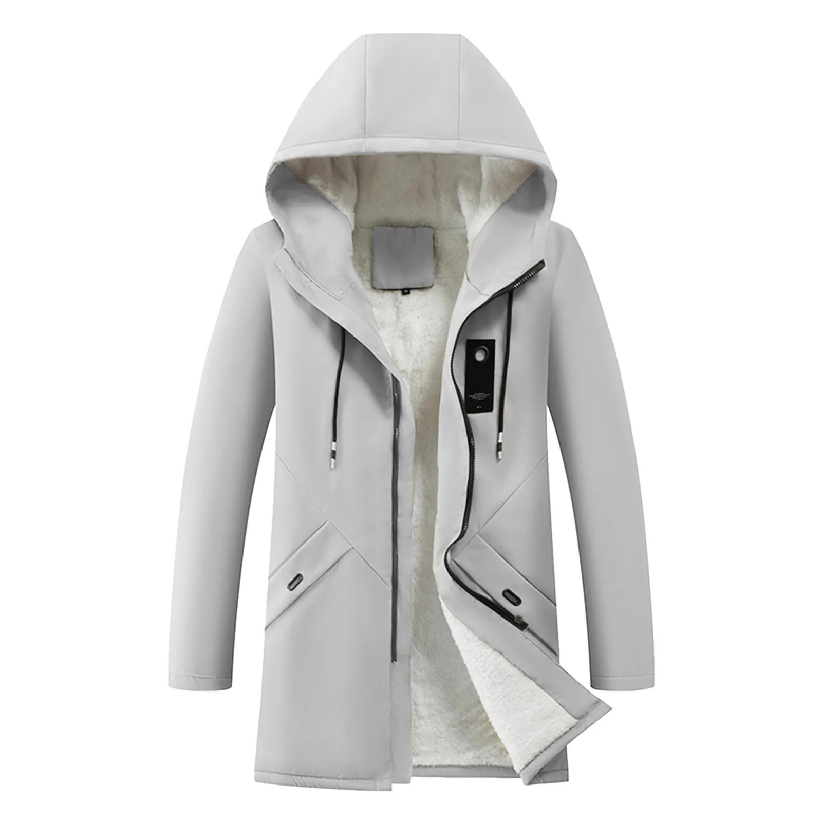 Mens Cotton Windproof Solid Color Coats Parkas Jackets For Men Long Hooded Coat Winter New Warm Thick Fleece Parkas Jacket