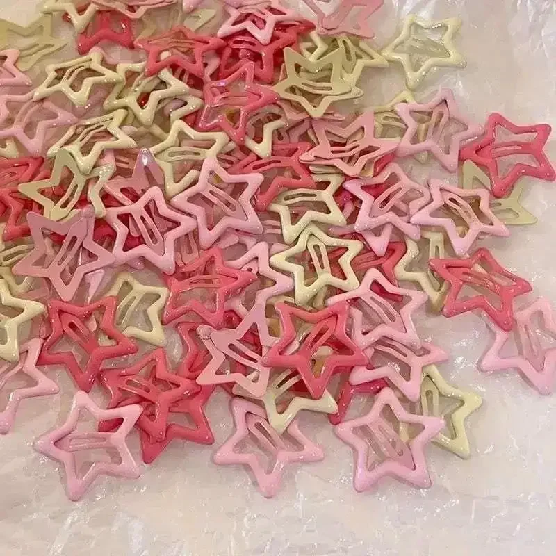 50 Stück bunte Kawaii-Stern-Haarspangen Y2K Süße Mädchen BB Solide Stern-Haarklammern Metall-Schnappklammer Kopfschmuck Haarschmuck Geschenke – Detail 8