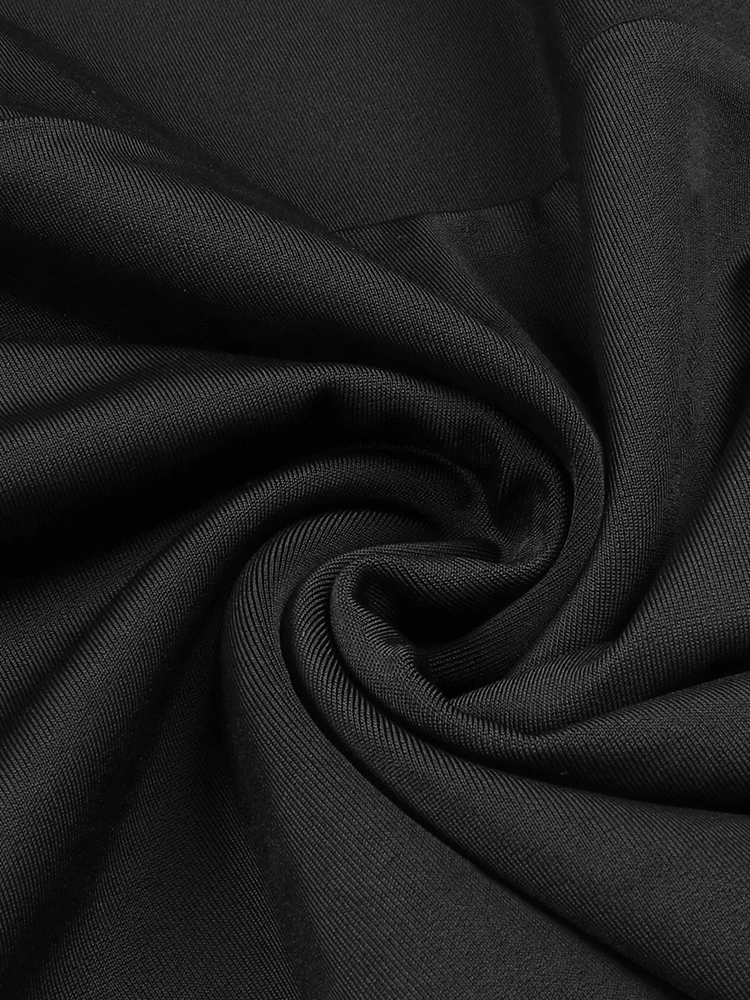 VC Abito a maniche lunghe con ritaglio leopardato nero a contrasto e collo a lupetto per abiti da sera da festa