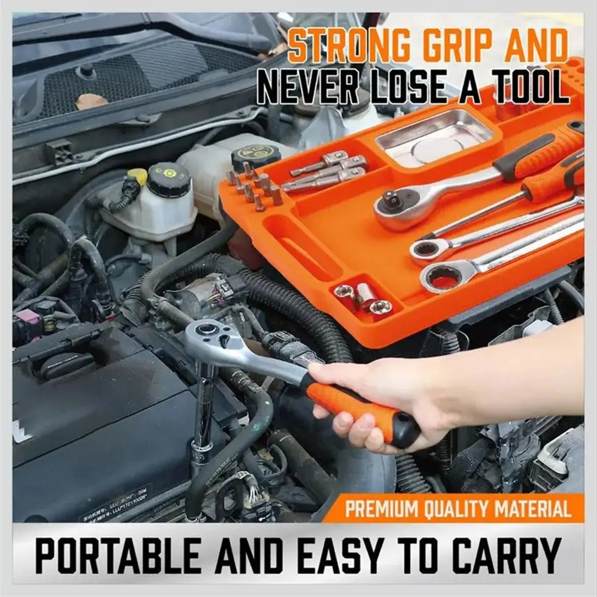 ABFW Silicone Tool Holder Tray Silicone Tool Holder Multi-Purpose Mat Repair Storage Segmented Mechanics Storage Orange