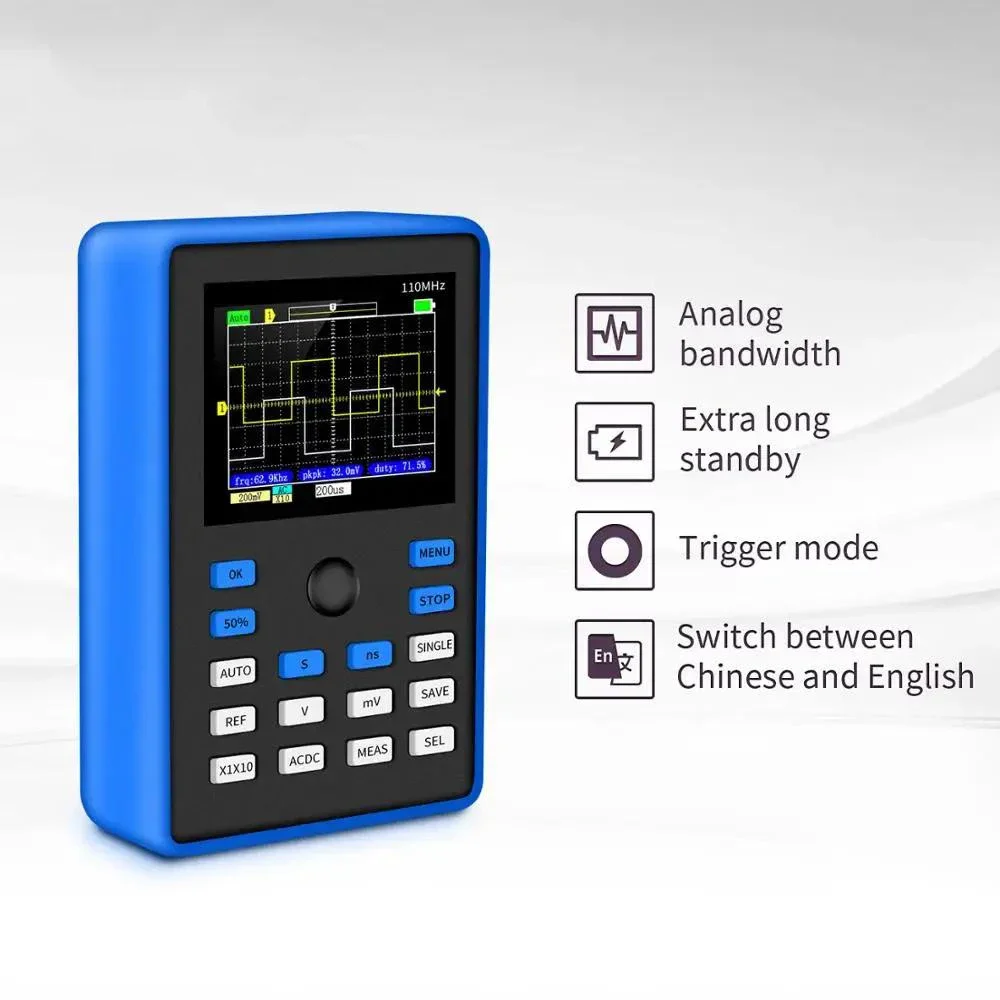 FNIRSI-1C15 Professional Digital Oscilloscope 500MS/s Sampling Rate 110MHz Analog Bandwidth Support Waveform Storage