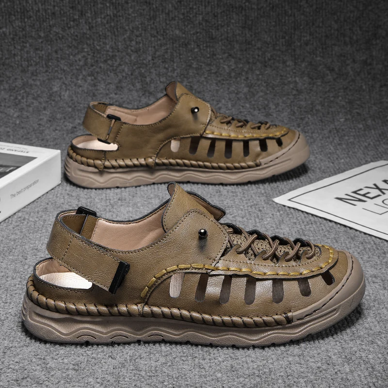 

Новые мужские летние перфорированные туфли с закрытым носком 2026 года, удобные спортивные пляжные туфли, водонепроницаемые туфли с защитой от запаха