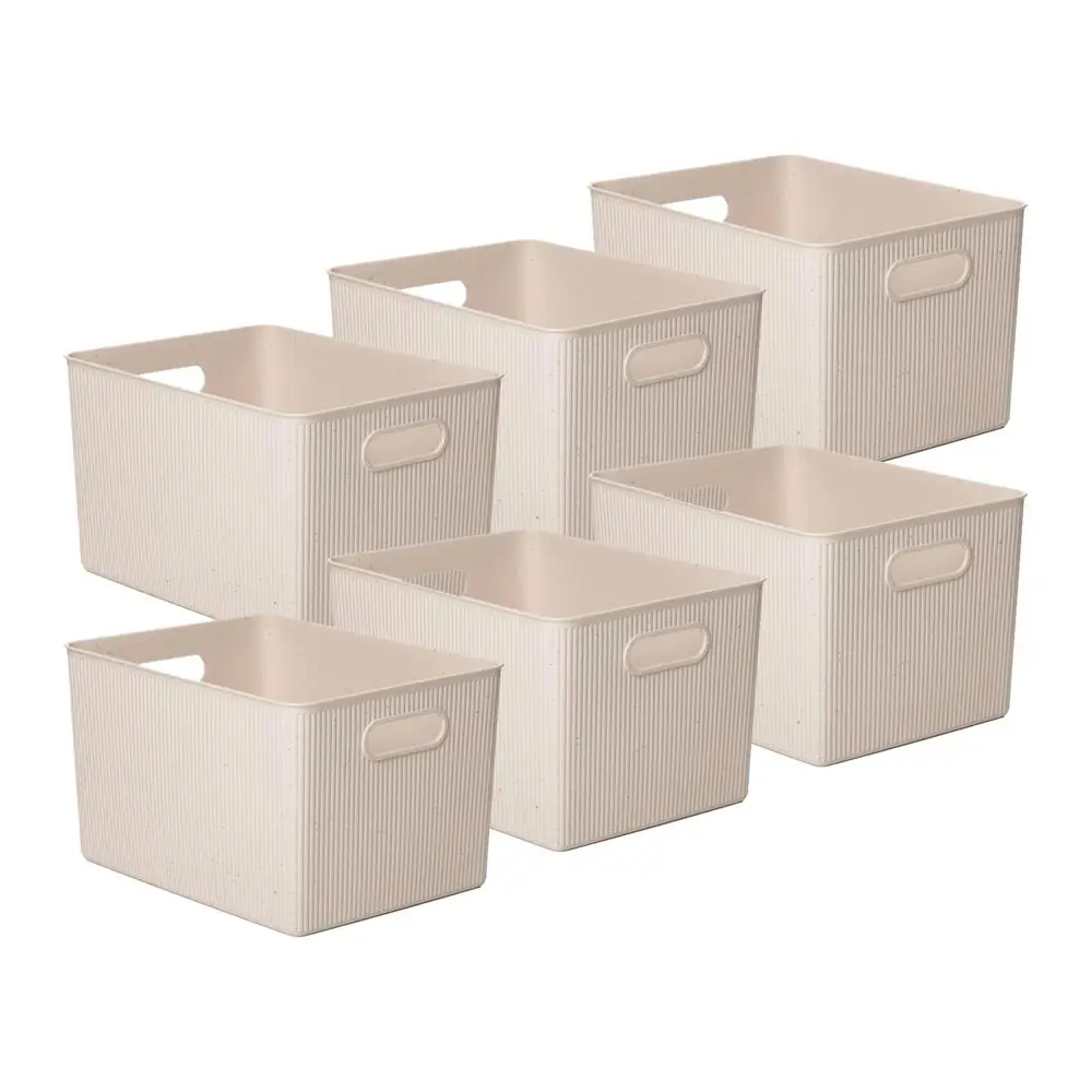 

EcoFriendly Decorative Plastic Basket Open Home Storage Bins Organizer Baskets, XLarge 6 Pack Container Boxes for Organizing Cl