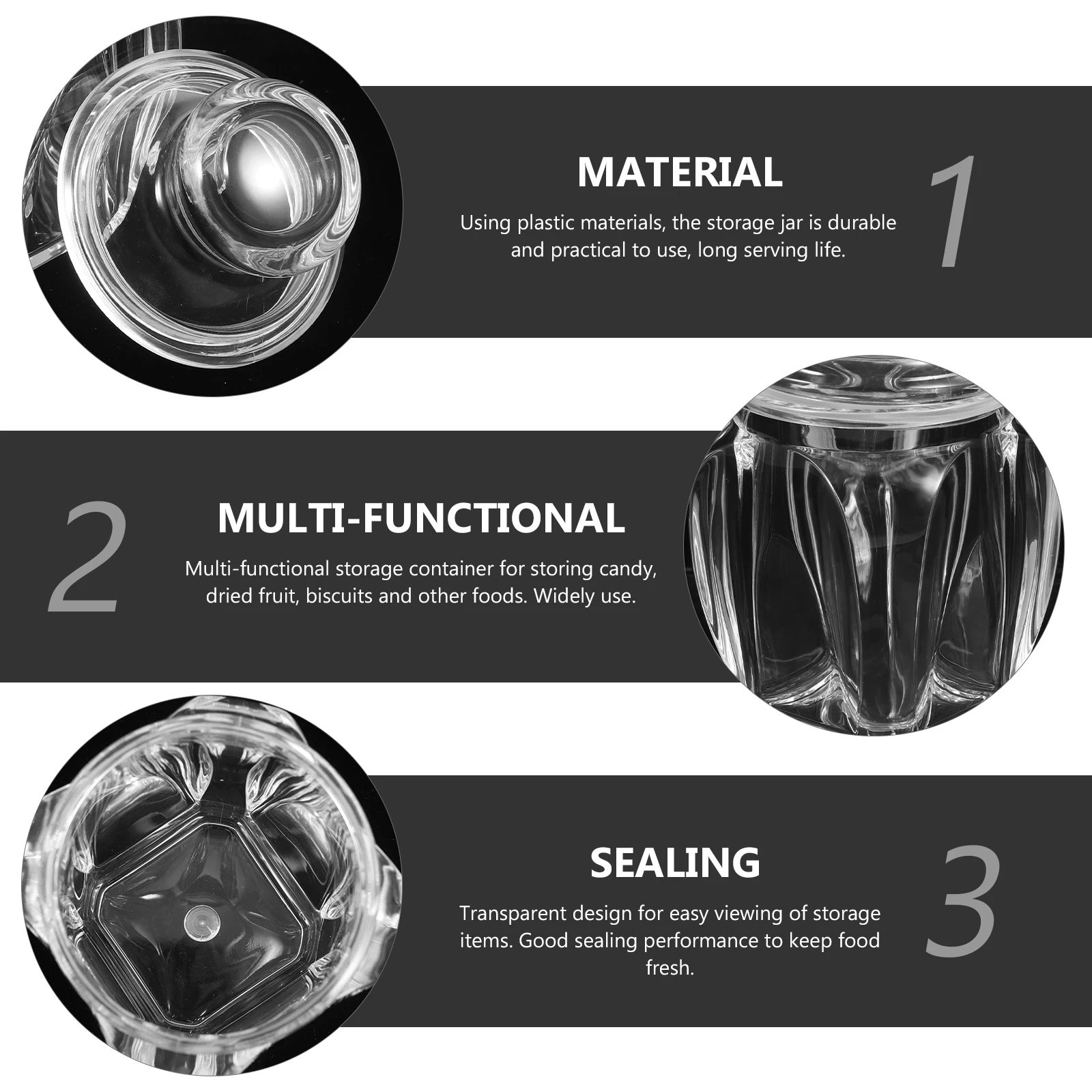 

Transparent Storage Jar 190ml Plastic Dried Fruit Biscuit Box Household Snack Holder Clear Tea Mini Items Container Portable
