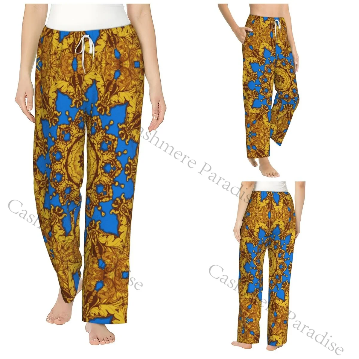 

Golden Abstracwra Warm Women Pajama Pants Flannel Sleep Bottoms Soft Fleece Loungewear