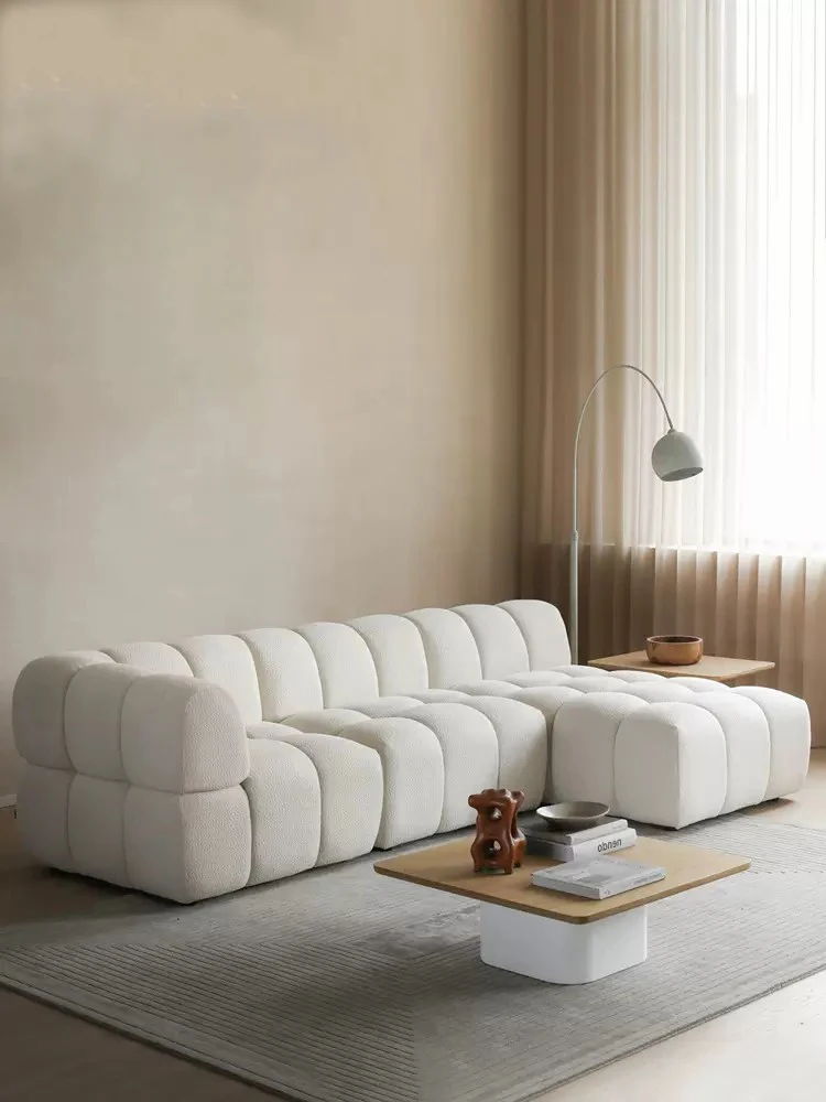 Living Room Furniture Couch Comfortable Mario Couch White Sectional l Shape 3 Seater Sofa