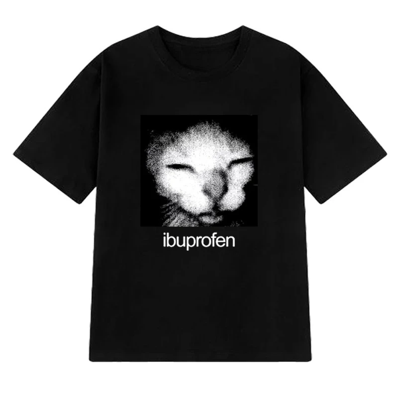 Camisetas gráficas divertenti de gato ibuprofeno para mujer camisetas Harajuku Vintage blancas de manga corta Topsropa de