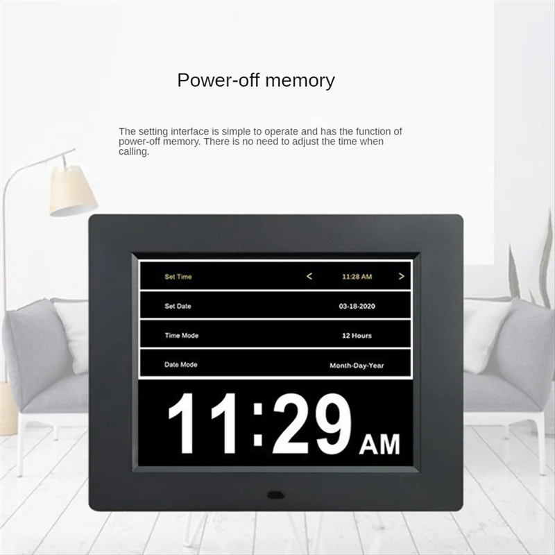 

2025+ 8-дюймовый будильник — часы с деменцией и пользовательскими напоминаниями, часы с дистанционным управлением и датой, помогает потери памяти/вилка Alzheimer's EU