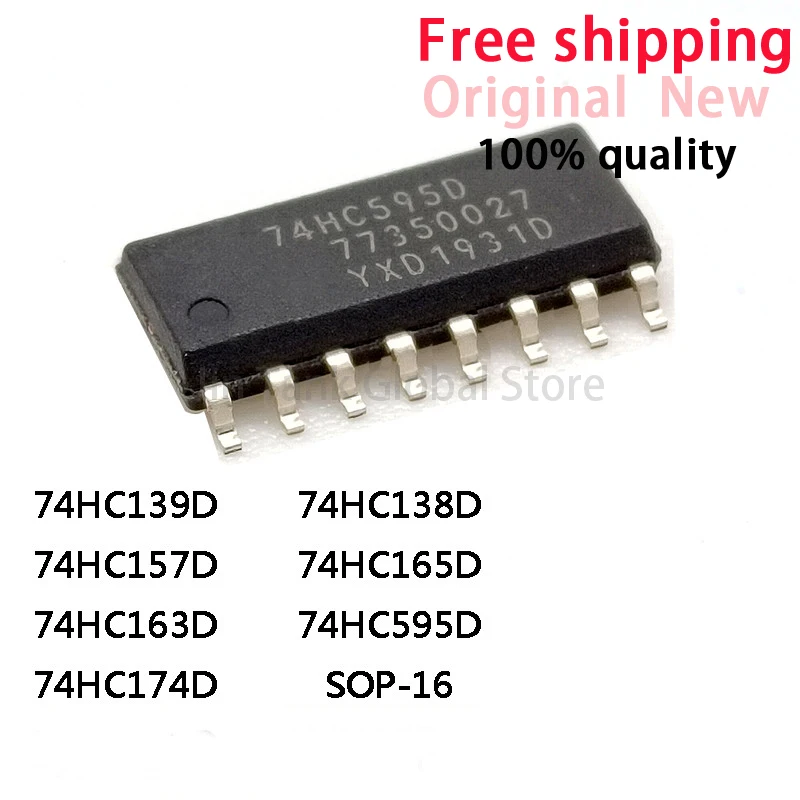 10Pcs 74HC139D 74HC157D 74HC163D 74HC174D 74HC138D 74HC165D 74HC595D SOP-16 IC Chip In Stock Wholesale