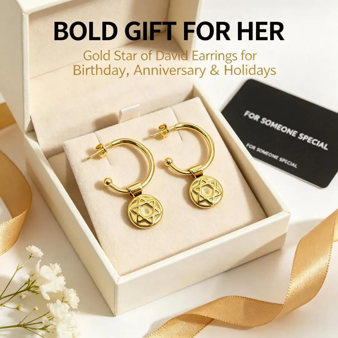 2026 Spain Daily Leisure Style Gold Round Hexagram Geometric Earrings Jewelry Accessories Surprise Gifts