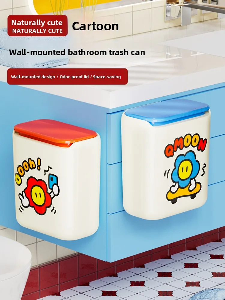 batoom-waste-bin-wall-mounted-cartoon-sle-plastic-square-ape-no-need-to-bend-over-tra-can-home-cleaning-tool-garbage-can