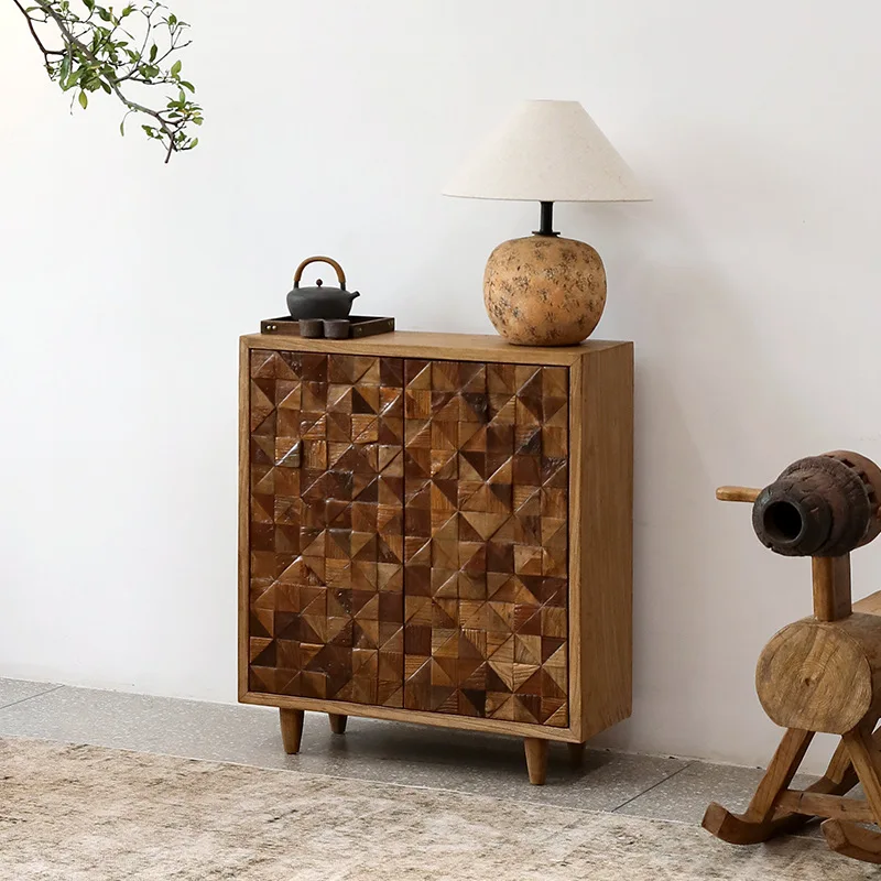 Solid wood parquet entrance foyer cabinet, B & B dining side cabinet, storage shoe cabinet, storage cabinet