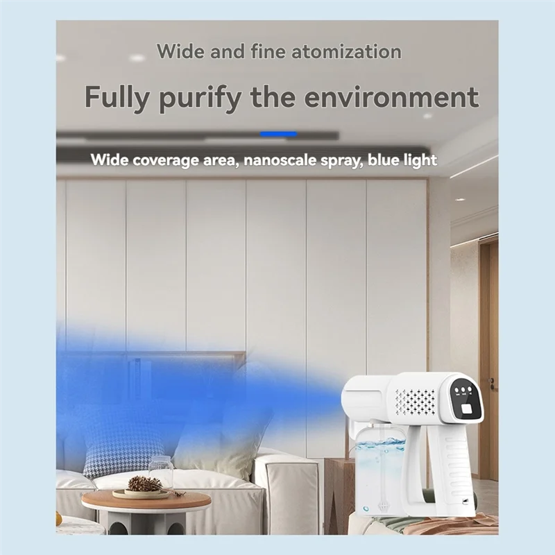 

TKOH-Disinfectant Fogger Machine 350 мл Беспроводной нано-распылитель Ручной туманообразователь с синим светом для бесконтактной дезинфицирующей очистки