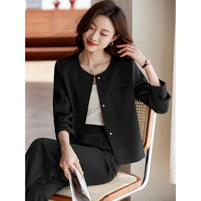 Creamy-white Casual Suit Jacket Female Spring and Summer2024New Temperament Goddess Style Wide Leg Pants Short Suit Suit