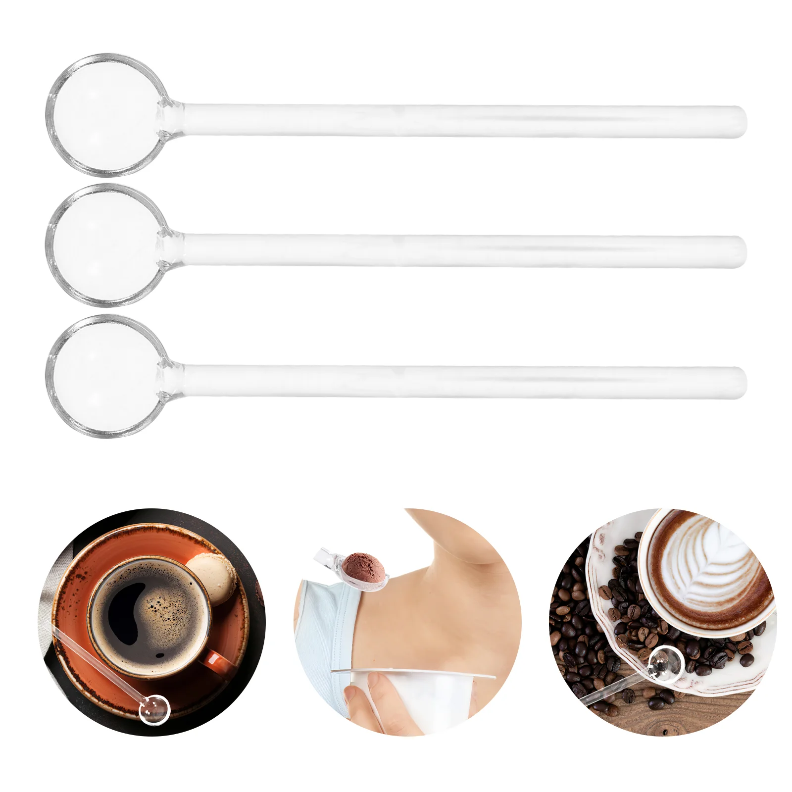 

6 PCS Cappuccino Spoons Coffee Stirring Glass Flatware Set Premium Quality Dessert Sugar Eco-friendly