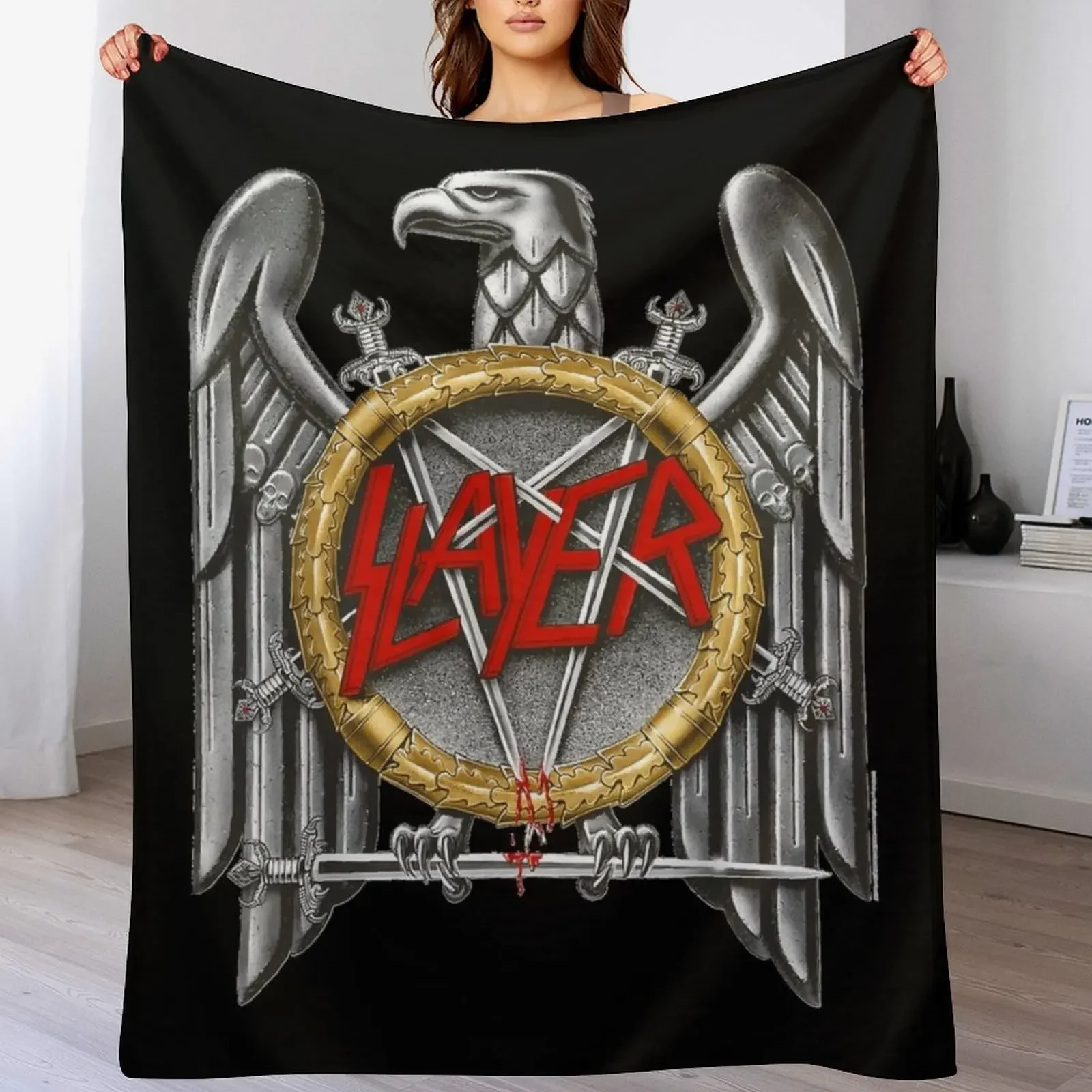 

Slayer - Silver Eagle Throw Blanket Decorative Beds Decorative Sofas Blankets Sofas Of Decoration Thin Blankets