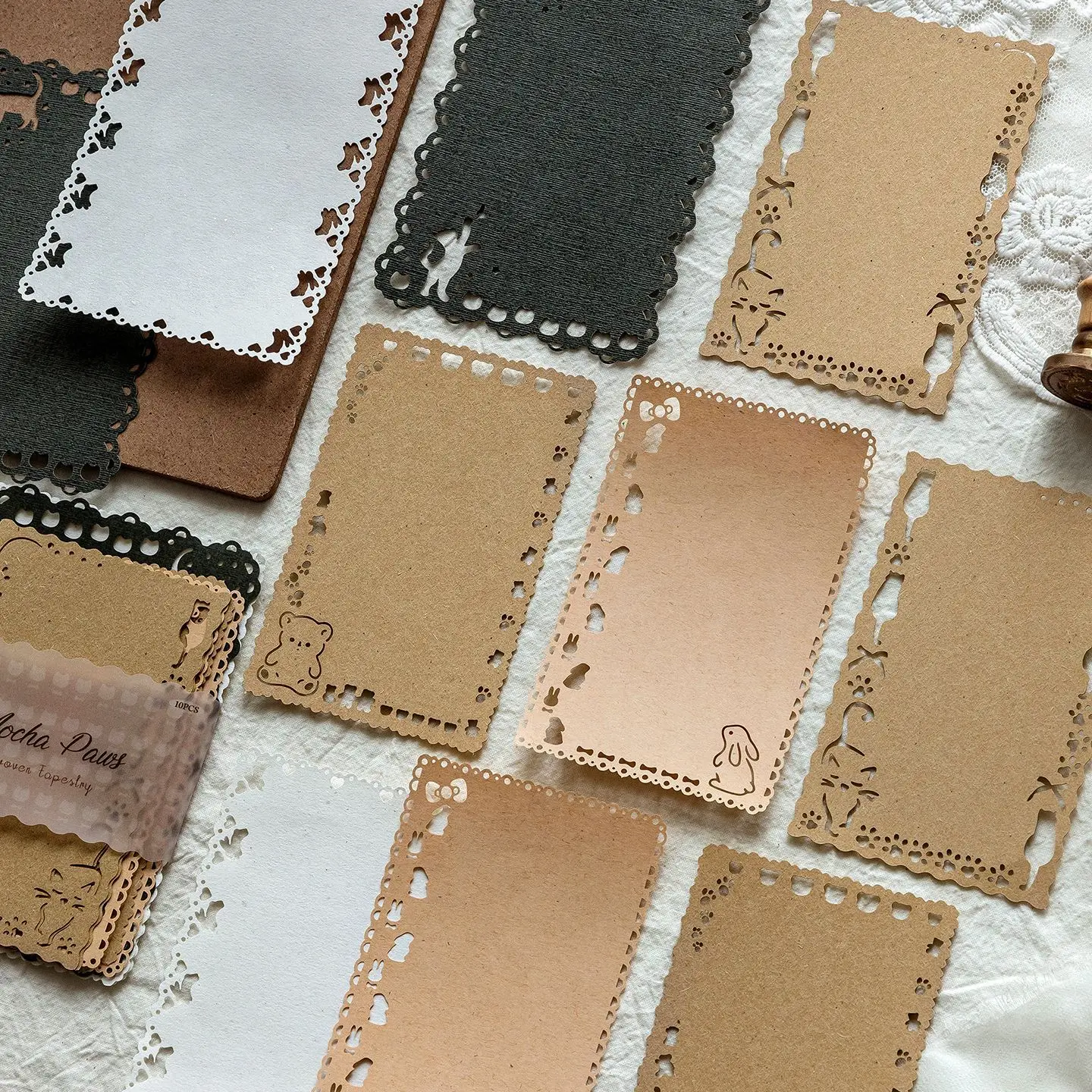 Morning Rain Hollow Lace Edge Non-Adhesive Sticky Notes DIY Vintage Journal Material Ita Bag Background Paper Material Paper