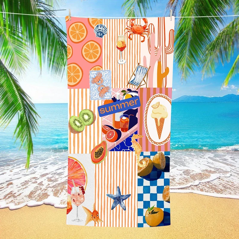 Microfiber Beach Towel Quick Dry Sand Free Oversized Lightweight Compact Travel Swim Pool Camping Gym Yoga Cute Gift For Kids