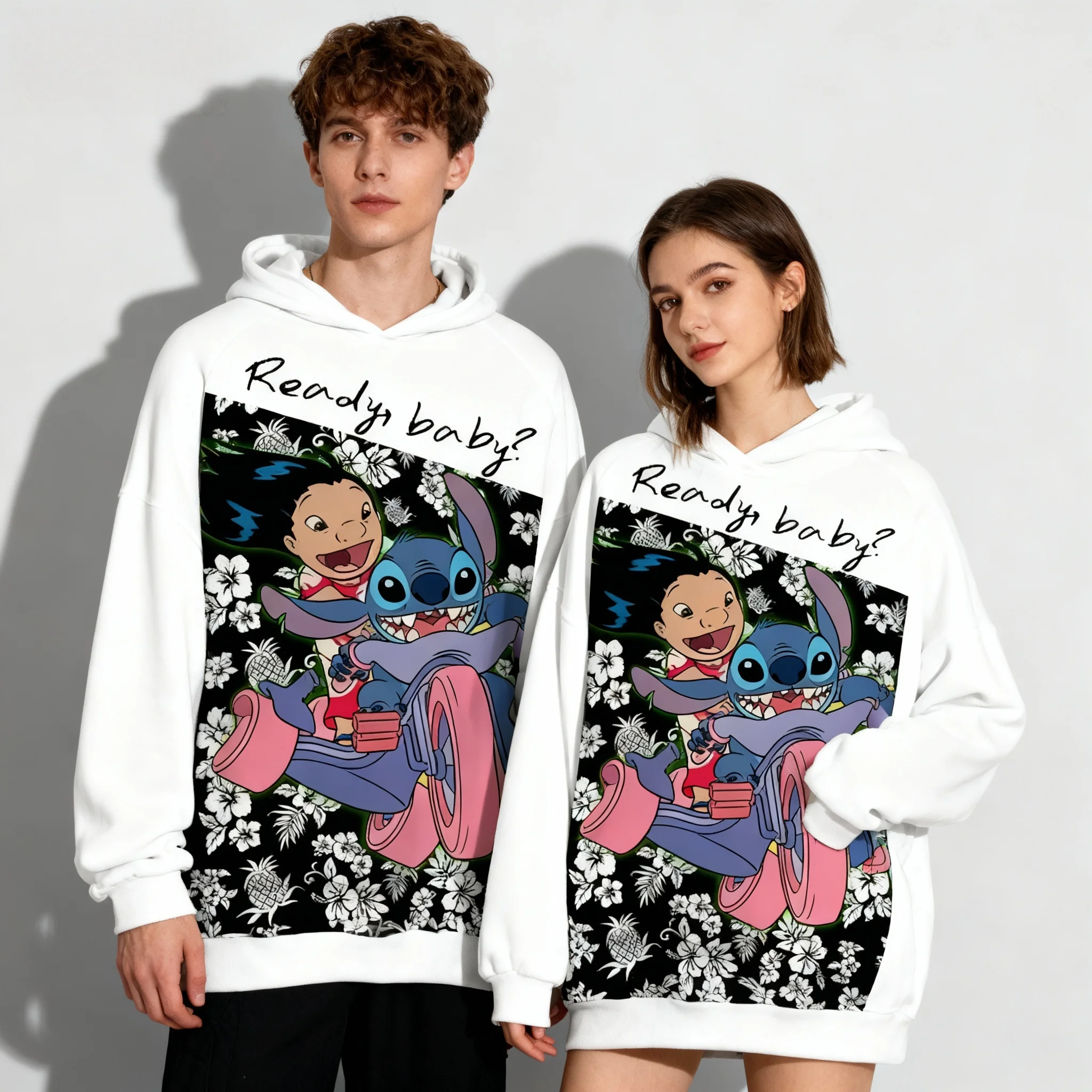 ديزني إصدار خاص ميكي ستيتش سلسلة كاملة الشارع المتضخم الكبار والأطفال الوالدين ملابس الطفل الخريف / الشتاء هوديس