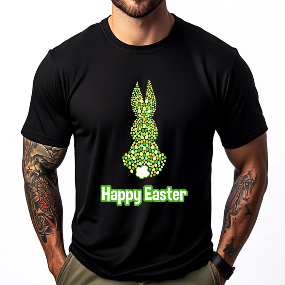 

Bunny Design For Men For Easter Happy Easter Graphic Tee Cotton T-Shirt Tshirts Plain Shirt Men Clothing