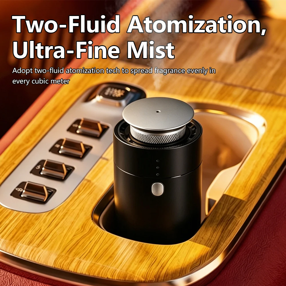 Car Household Mounted Two-Fluid Atomization Aromatherapy Machine Waterless Fragrance aroma Diffuser Metal Shell Compact Portable