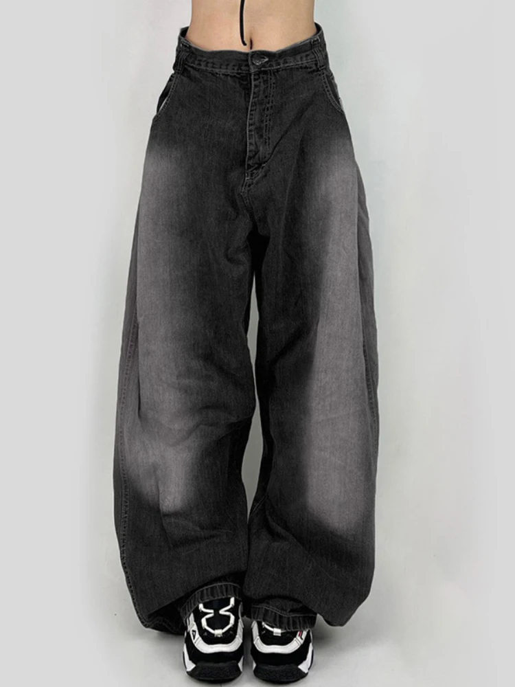 QWEEK-pantalones vaqueros holgados para mujer, ropa de calle Retro, Harajuku, pierna ancha, moda coreana, Primavera, 2024