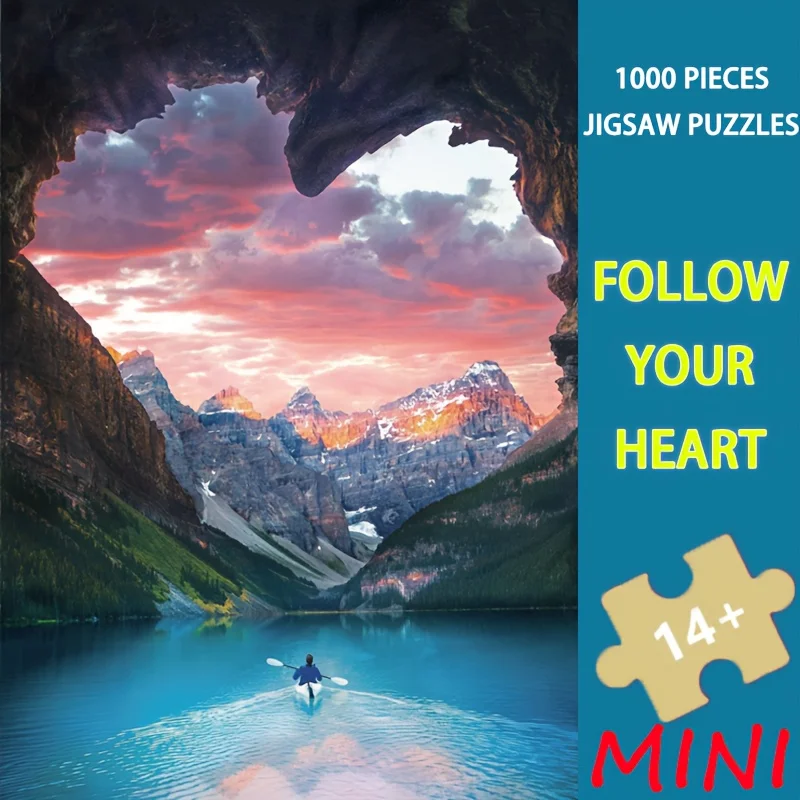 

МИНИ-пазл «Следуй за сердцем», 1000 шт., головоломка 38x26 см, винтажный компас «Любовь», художественная эмоциональная достопримечательность, сертифицированная бумага, подарок для пар