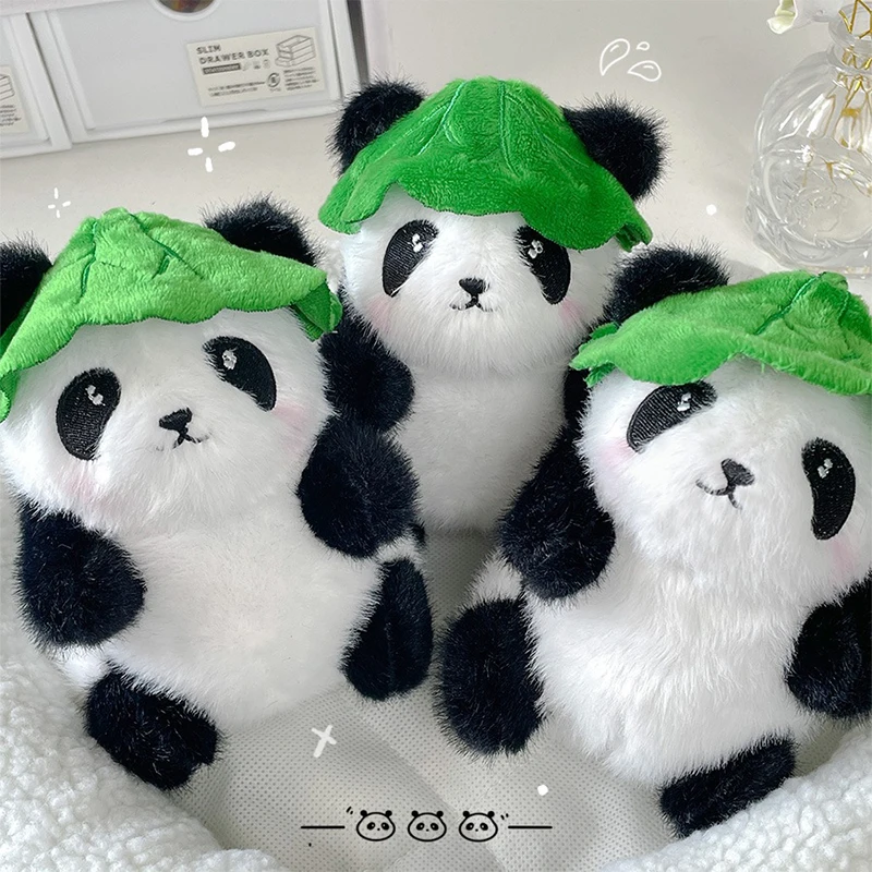 Cartoon Lotus Leaf Panda Plush Toy Lovely Panda Stuffed Doll Keychain Pendant Plush Panda Doll Backpack Charms Children Gift