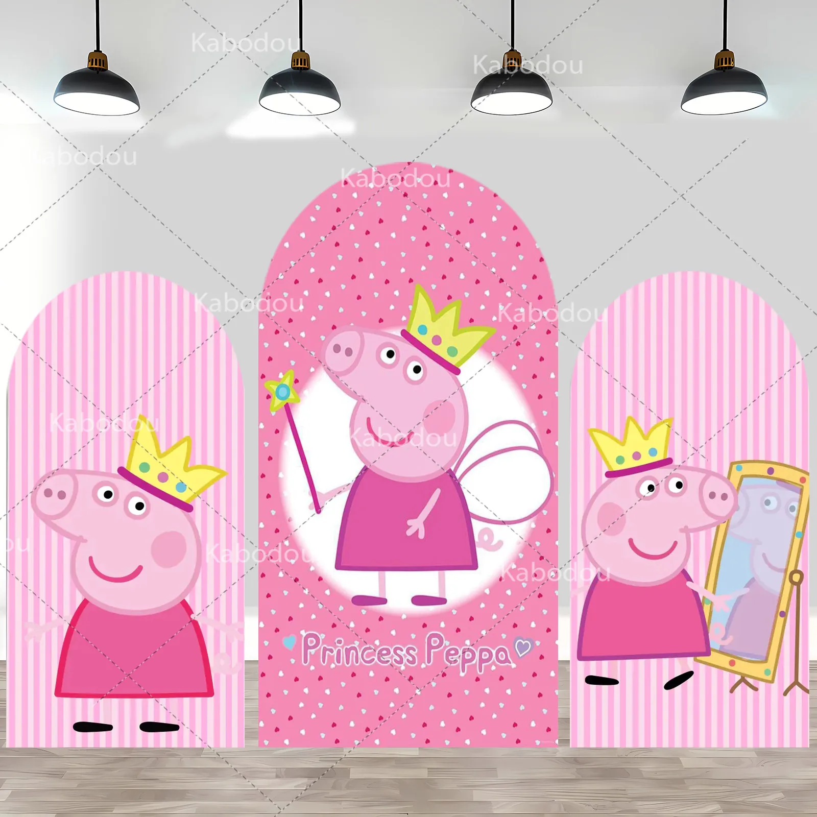 Fondo de arco de cumpleaños de Peppa Pig rosa, cubre princesa, fiesta de niñas, Baby Shower, fotografía, decoración de pared de doble cara