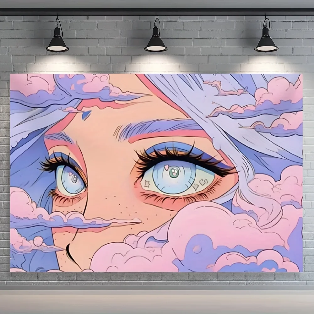 

Настенный гобелен с изображением мечтательной девушки с облаками и голубыми глазами для спальни, гостиной, фэнтезийный эстетический декор для дома