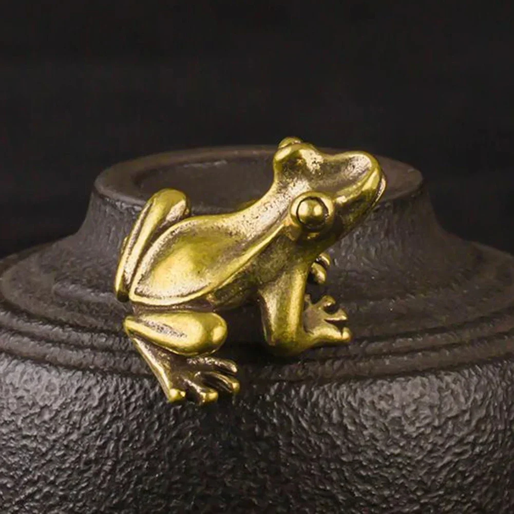 Ornament Frog Traditional Craft 1Pcs 22.9*15mm Accessories Brass Brass Frog Copper Animals Figurines Mini Durable