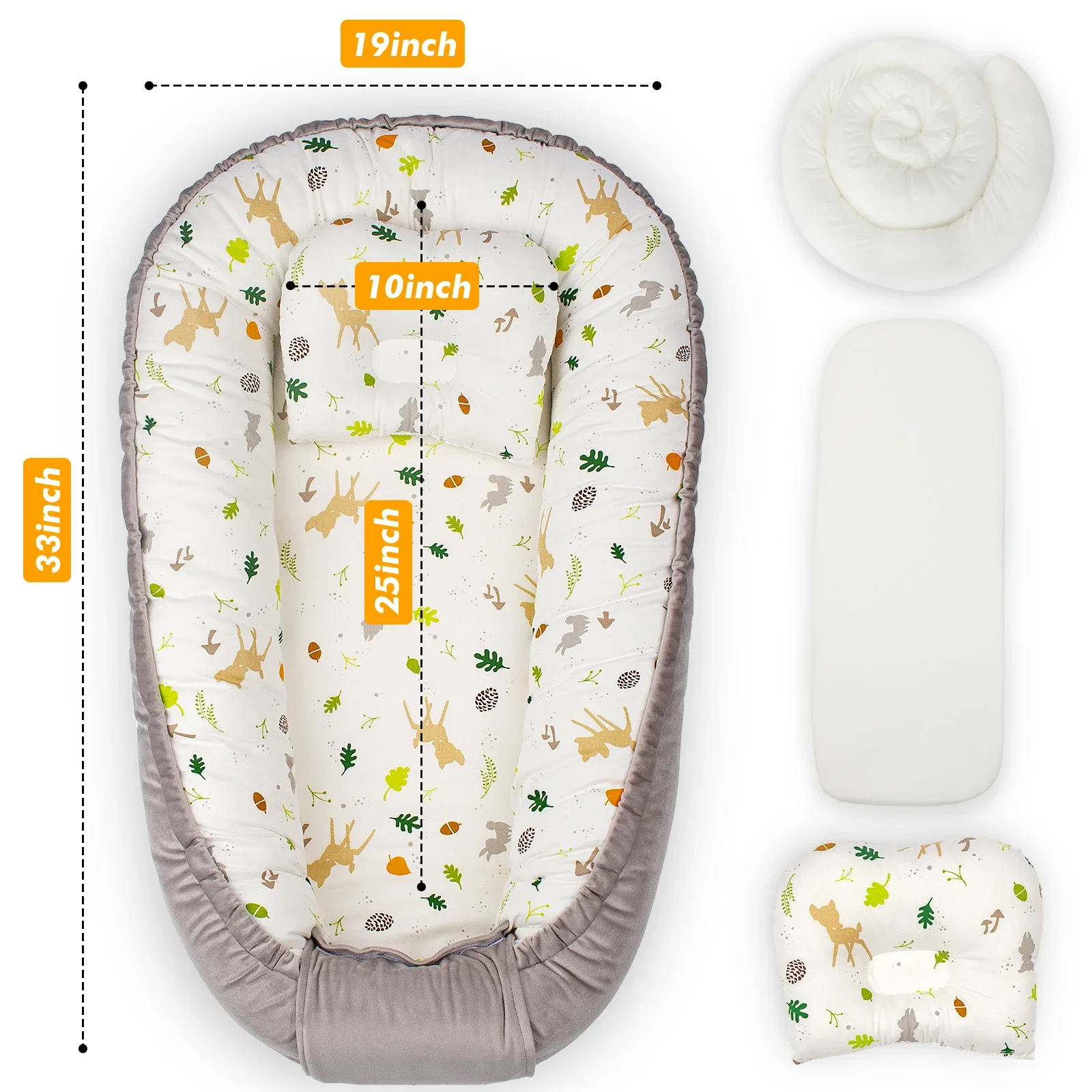 CPull-Polymères de couchage pour bébé, lit de partage avec oreiller, coton biologique, portable pour bébé de 0 à 24 mois, sûr et confortable