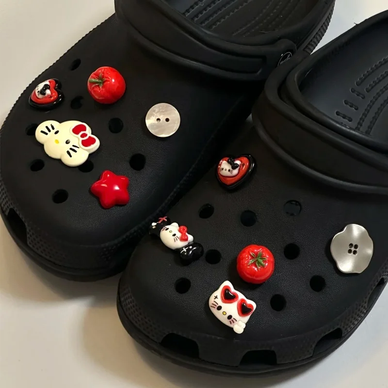 Trendy Hello Kitty Shoes Charms Red Tomato Star Shoe Decor Pins for Clogs Sandals Hot Sale Shoe Accessories for Women Girls ﻿